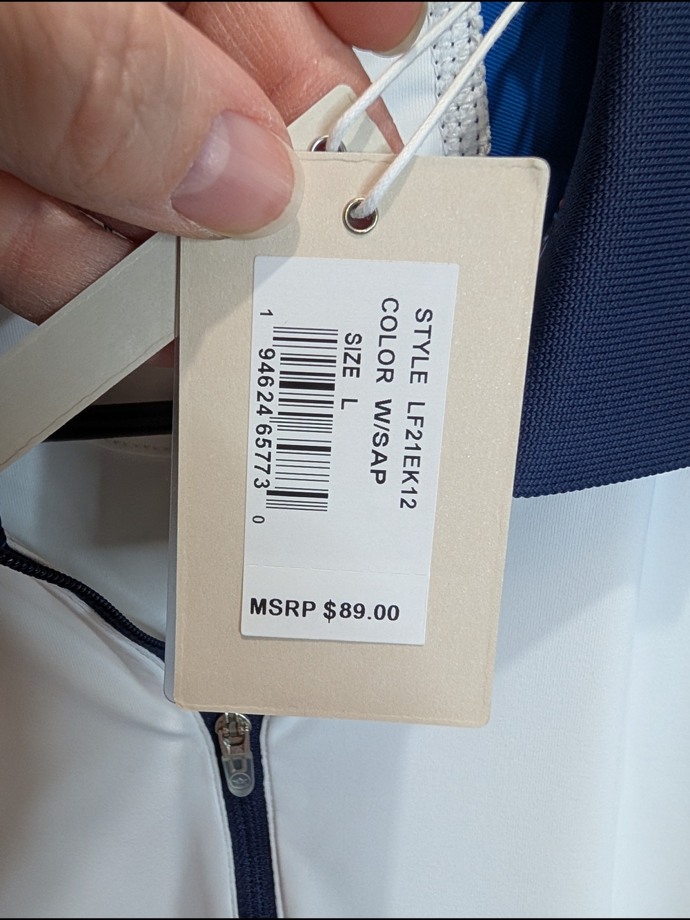 Peter Millar White & Blue Short Sleeve Golf Polo - Picture 5 of 6